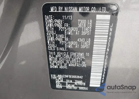2014 Infiniti Qx80 from USA, damaged, VIN JN8AZ2NF5E9553642